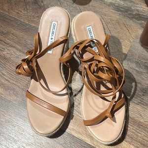 Chelsea and violet brown leather wedges